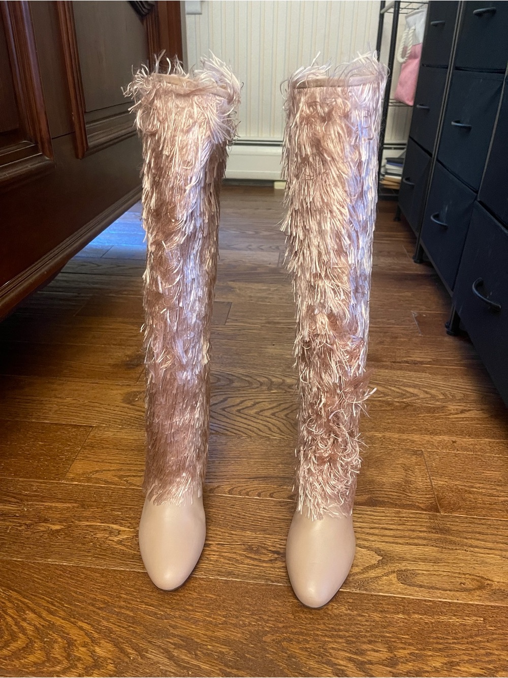 Jimmy Choo Blush Feather-Trim Over-the-Knee Boots
